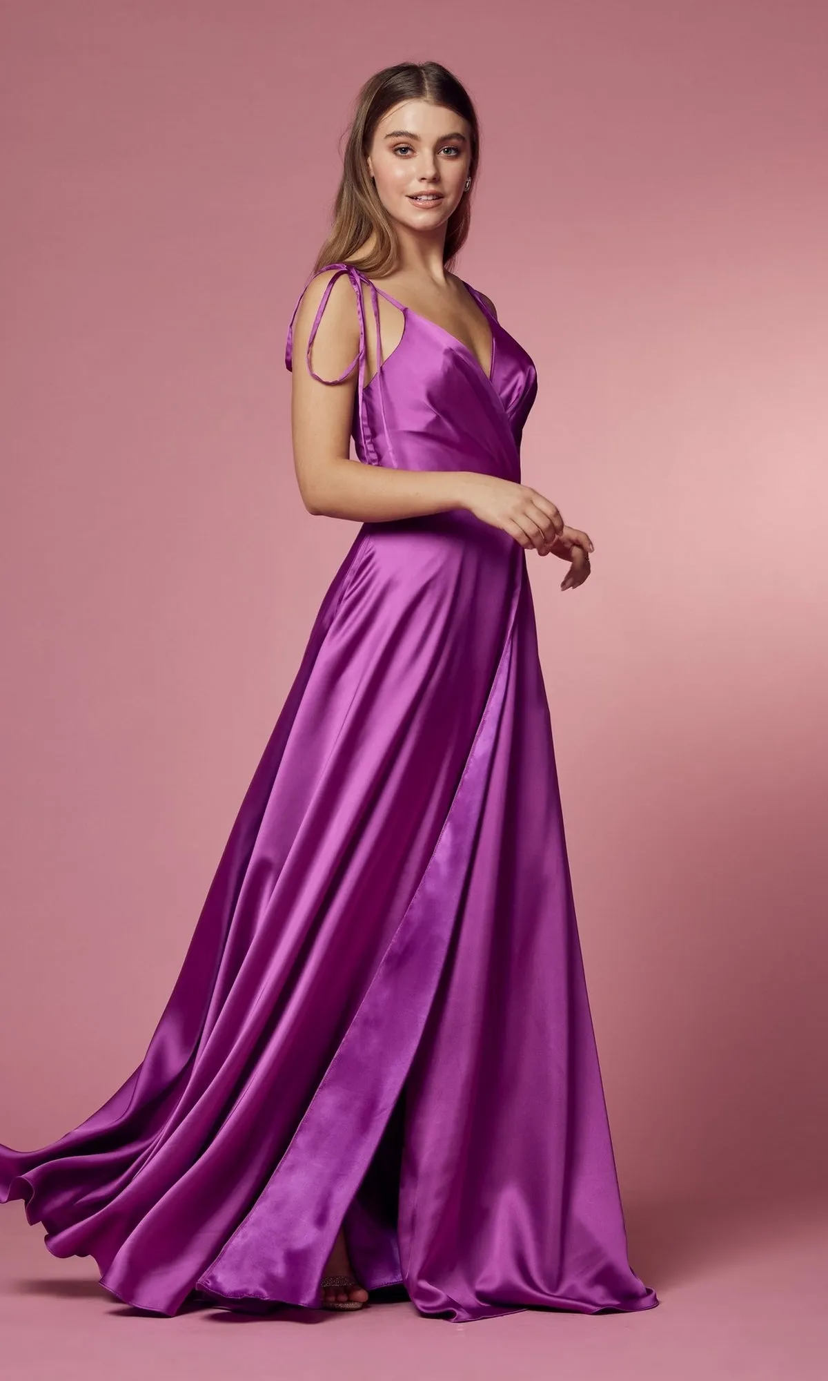 Shoulder-Tie Long Prom Dress with Pockets