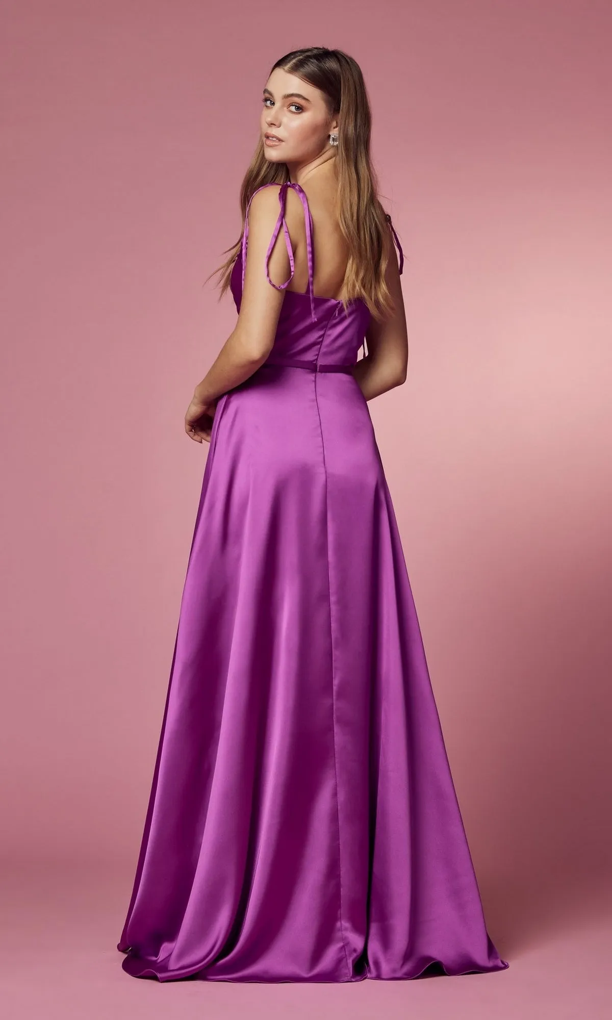 Shoulder-Tie Long Prom Dress with Pockets