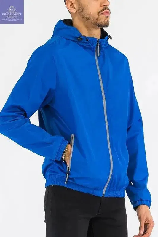 SOLID HOODED LIGHTWEIGHT WINDBREAKER JACKET
