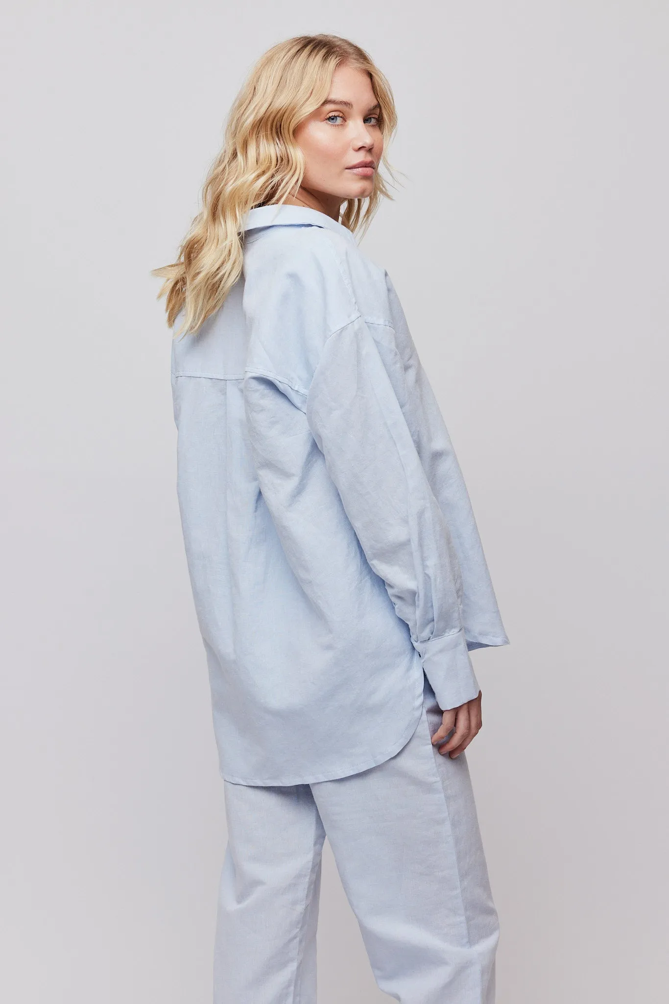 Spring Boyfriend Shirt - Dusty Blue