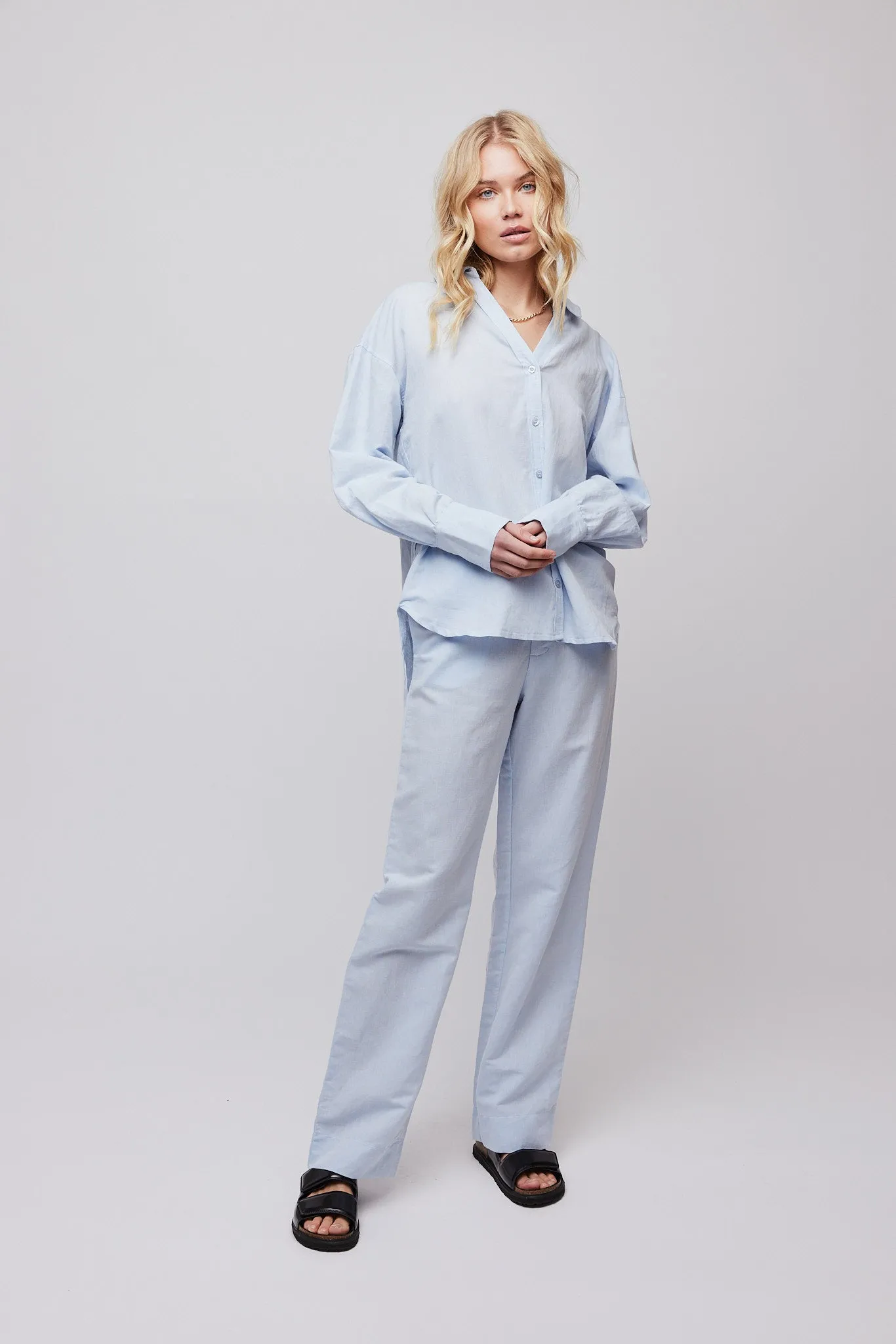 Spring Boyfriend Shirt - Dusty Blue