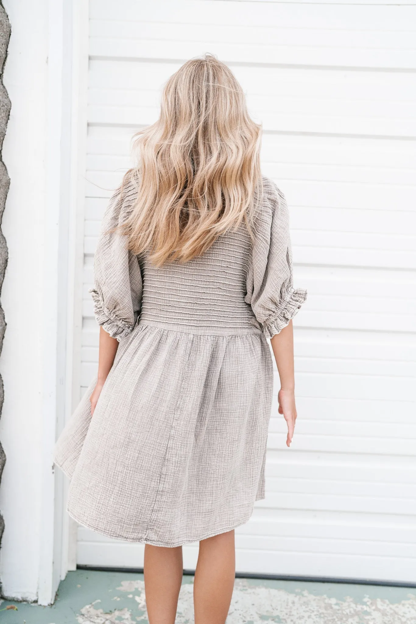 Stay Awhile Textured Mini Dress - Ash