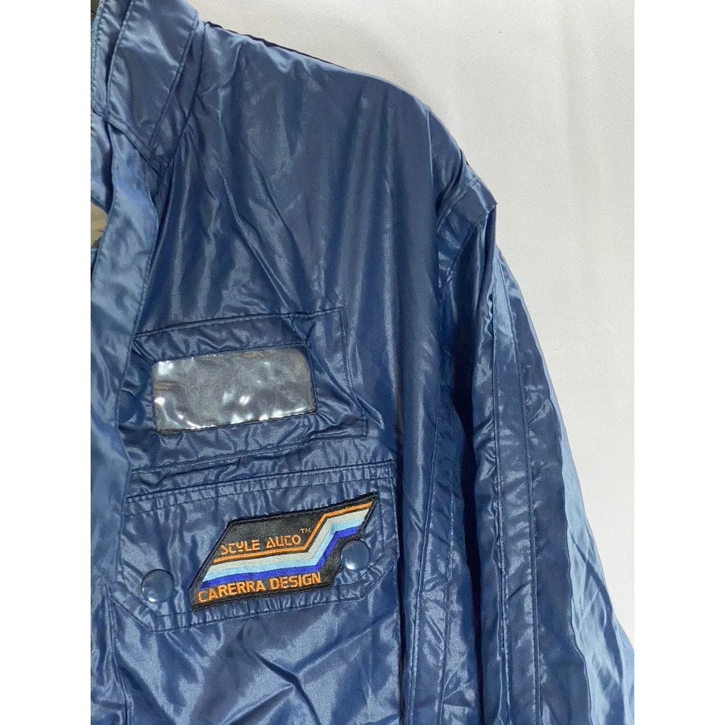 STYLE AUTO Carrera Design Men's Vintage Blue Motor Speed Bomber Jacket SZ L