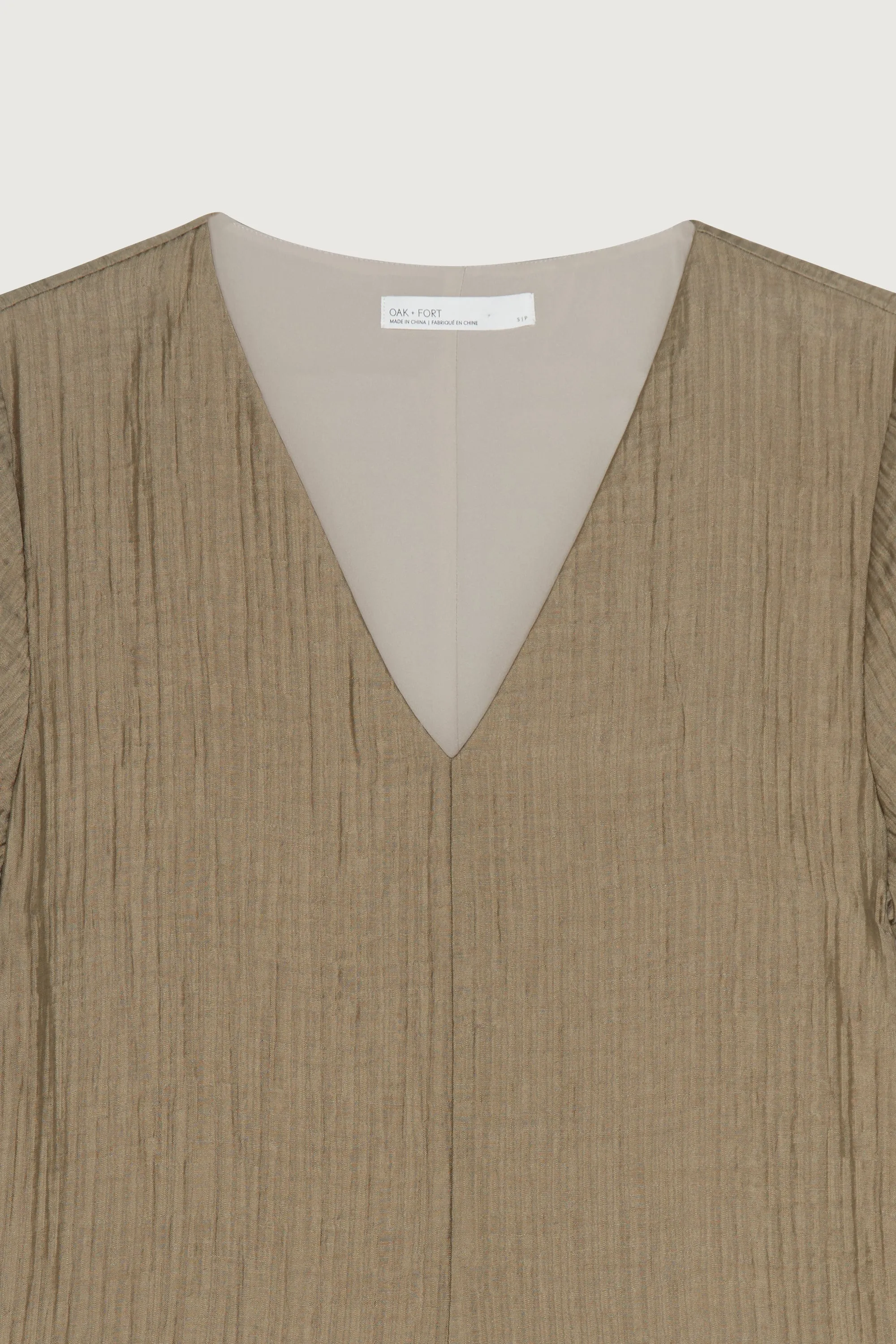 TEXTURED V-NECK LONG DRESS