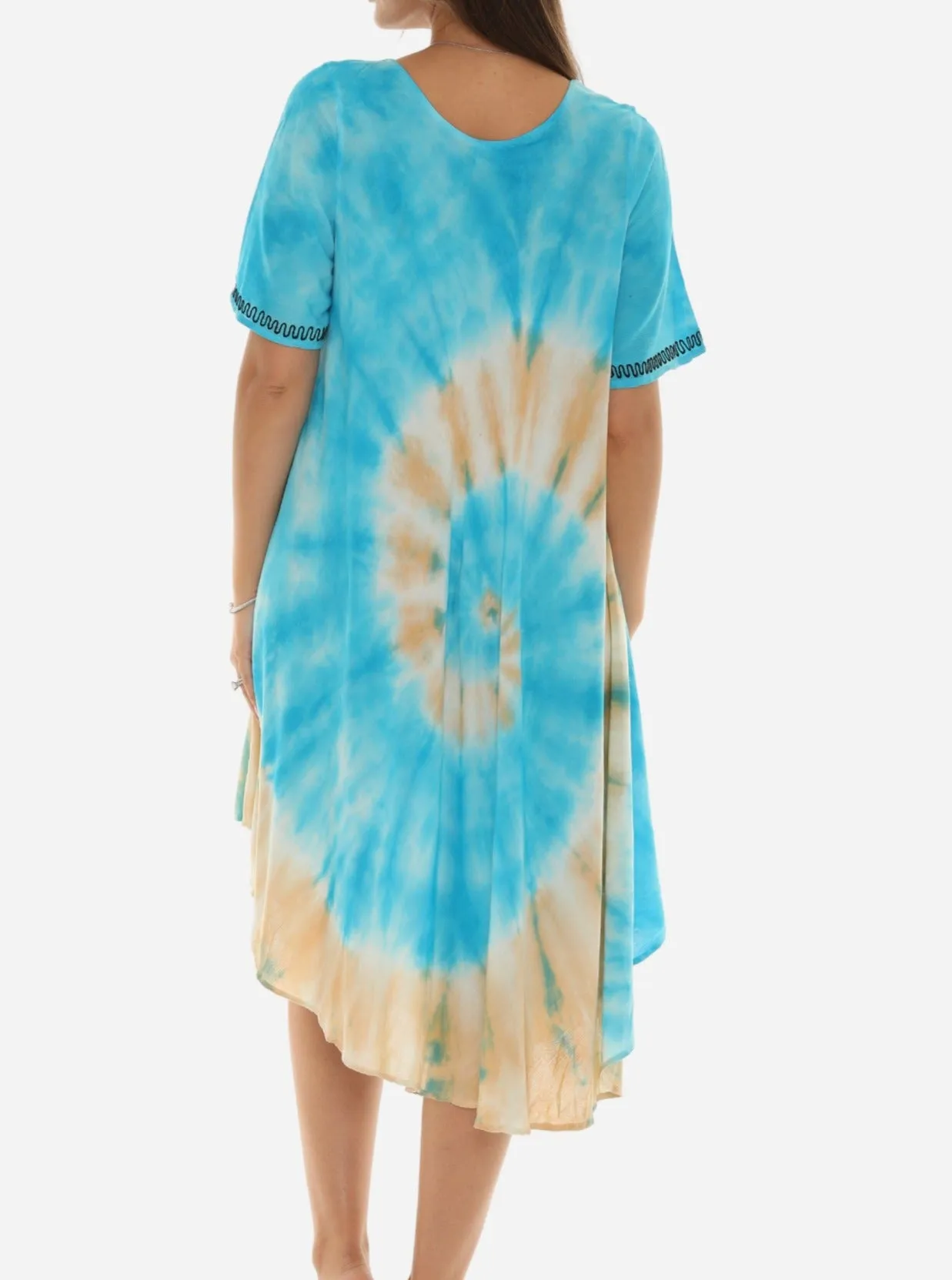 Tie Dye Half Sleeve Scoop Neck Sundresses
