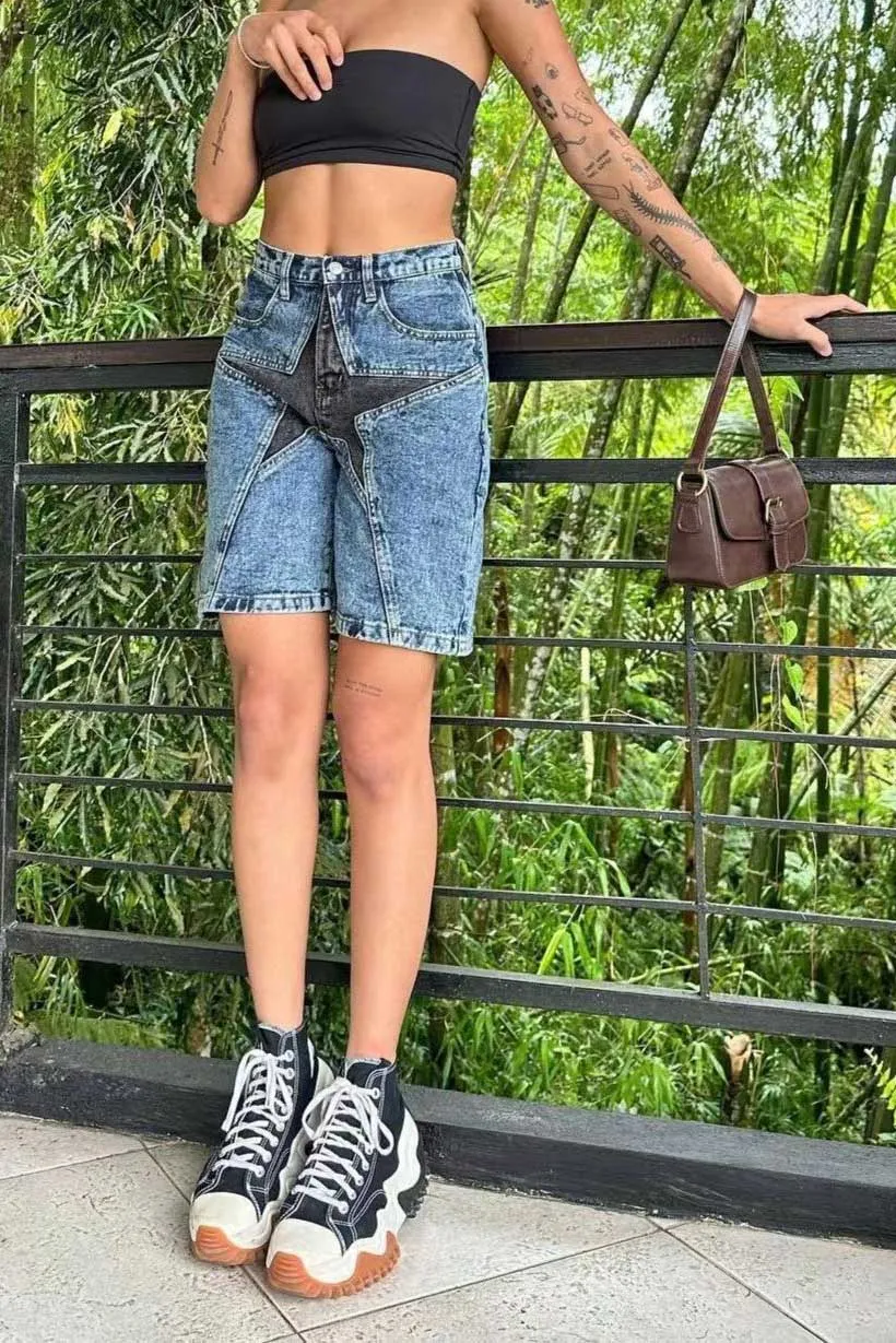 Trendy Star Patch Shorts