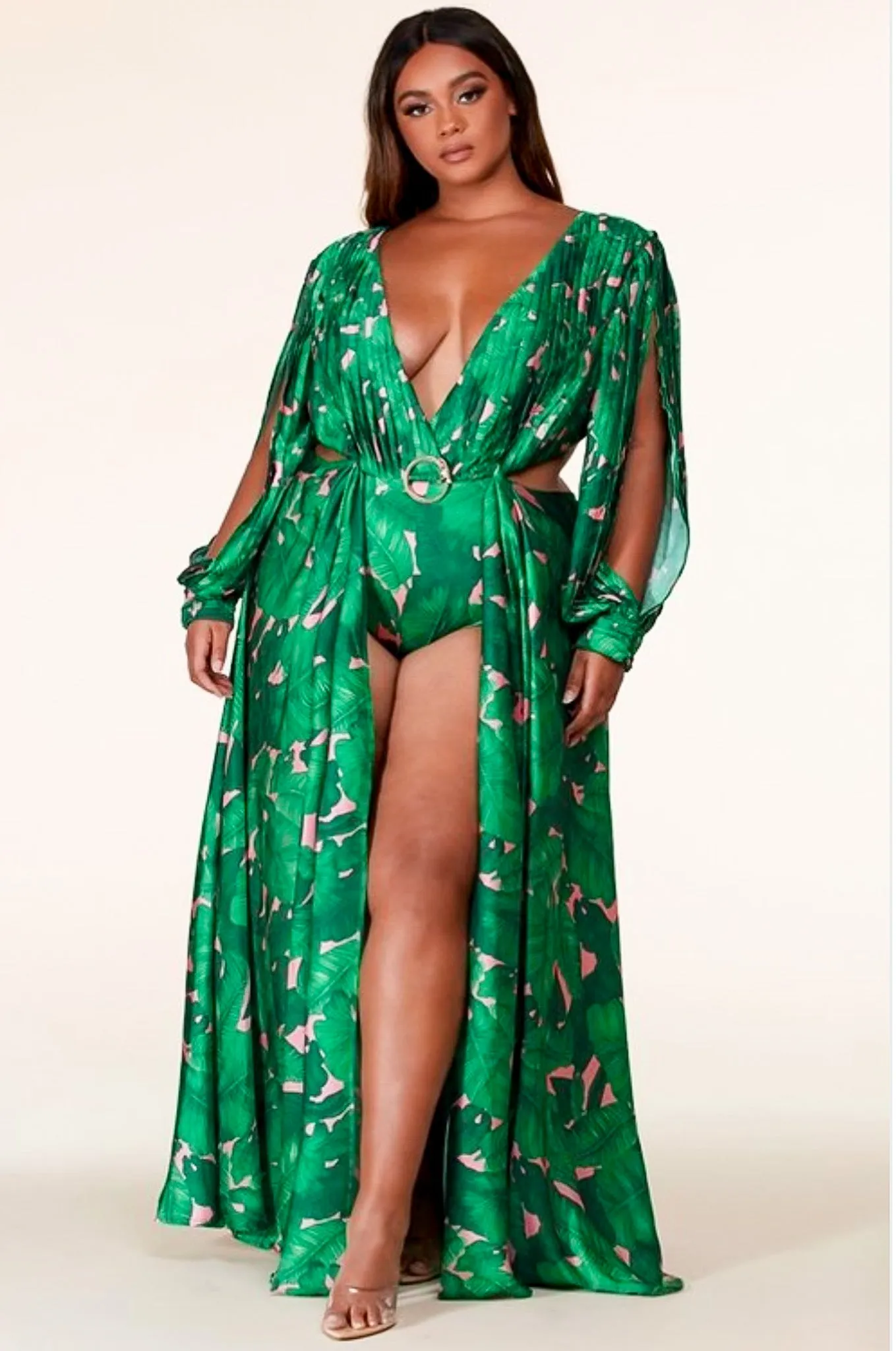 Tropical Oasis Plus Size Tankini Maxi Dress