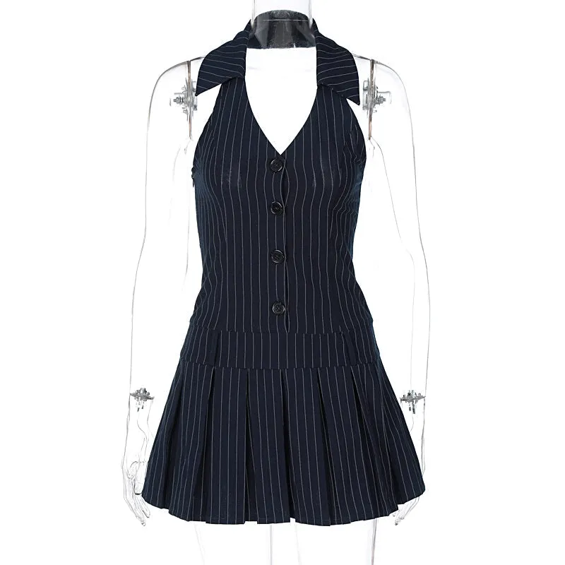 Vvsha Halle Pleated Retro Mini Dress