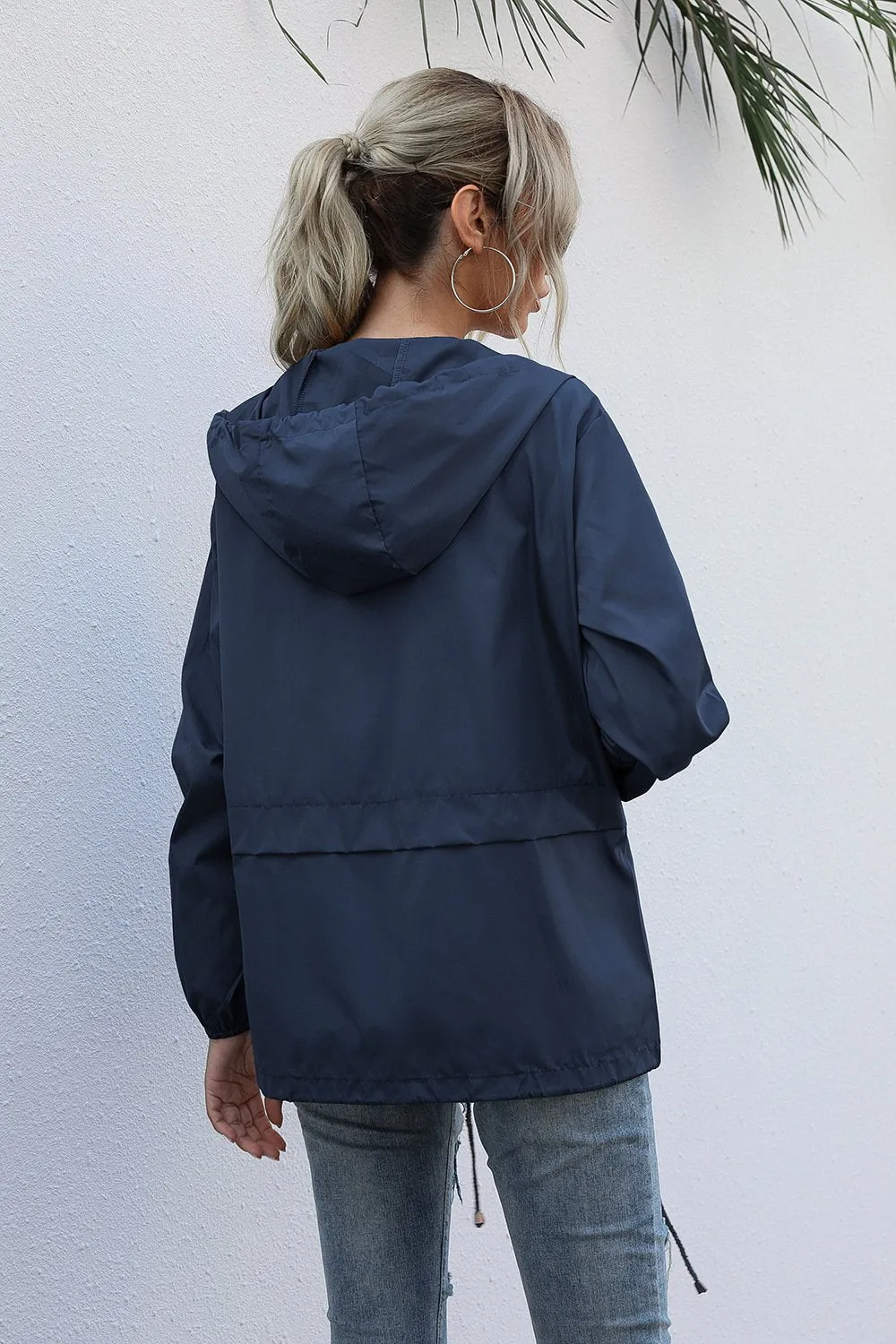 Women  Zipper Lightweight Outdoor Hiking Waterproof Raincoat Jacket