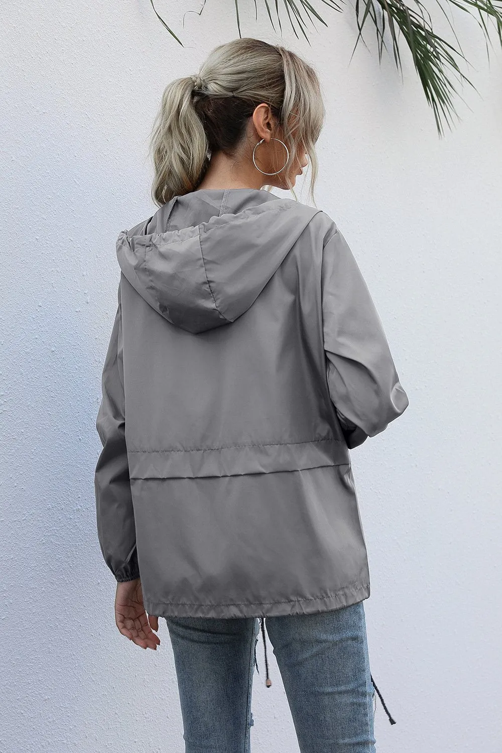 Women  Zipper Lightweight Outdoor Hiking Waterproof Raincoat Jacket
