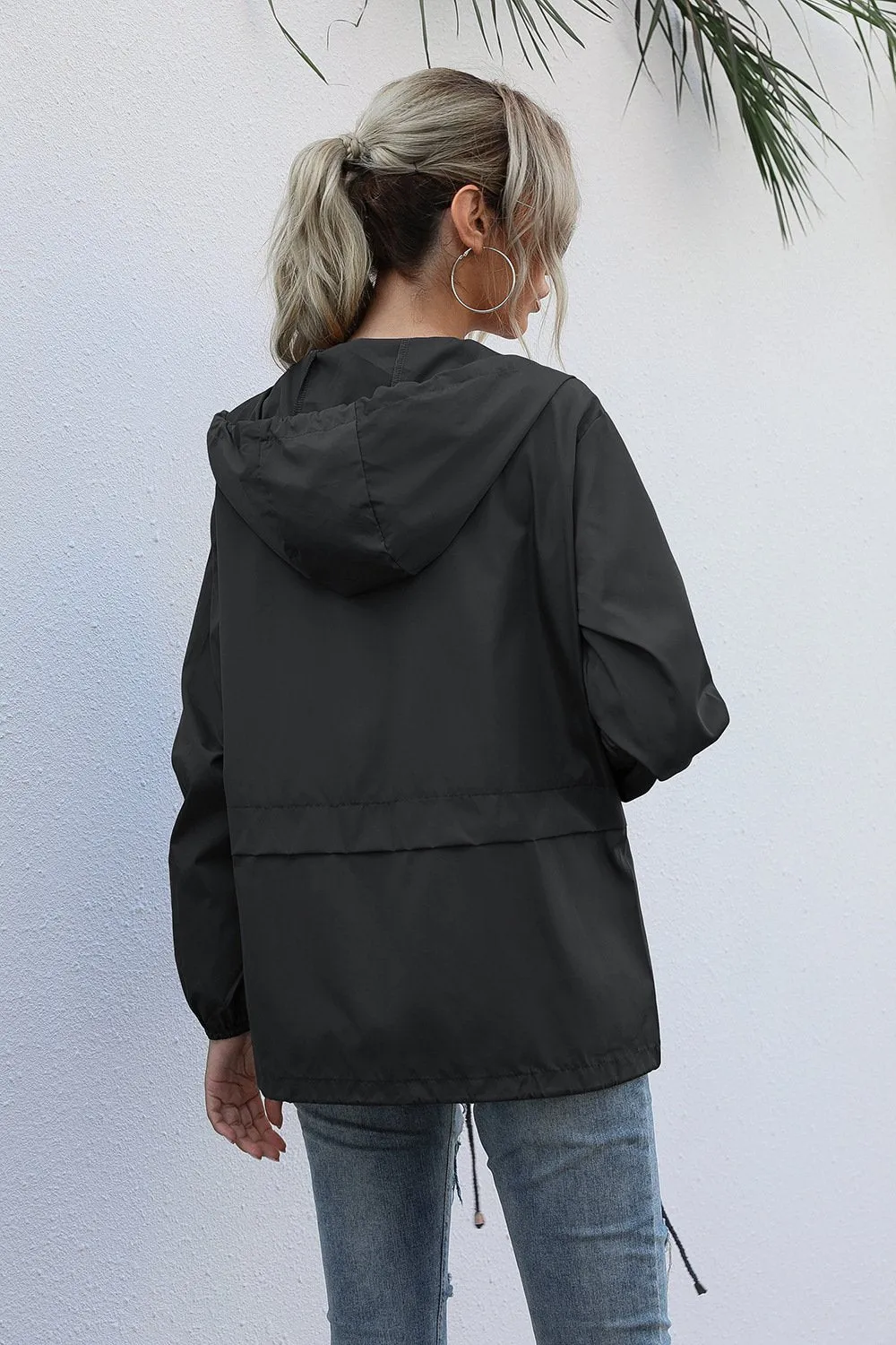Women  Zipper Lightweight Outdoor Hiking Waterproof Raincoat Jacket