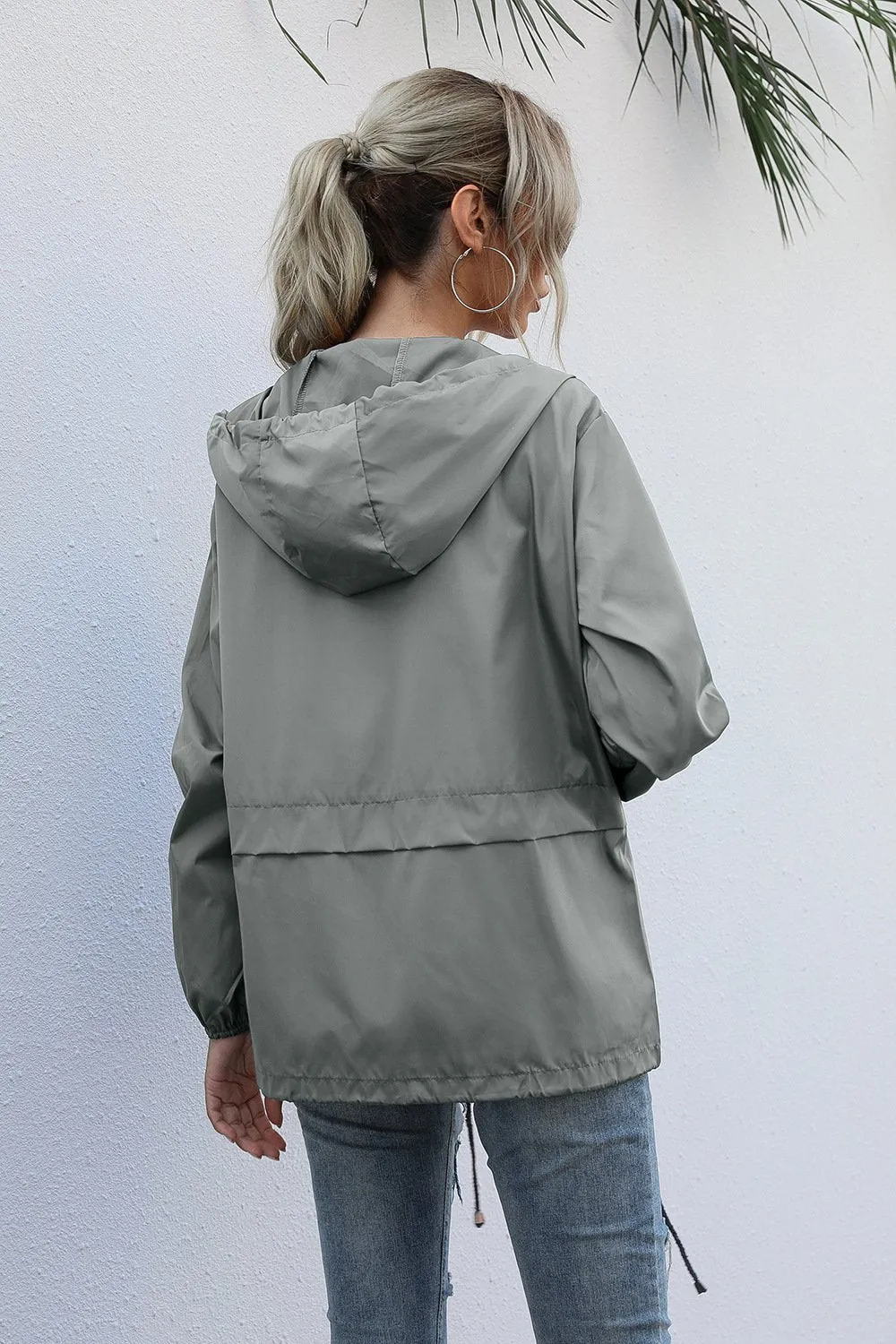 Women  Zipper Lightweight Outdoor Hiking Waterproof Raincoat Jacket