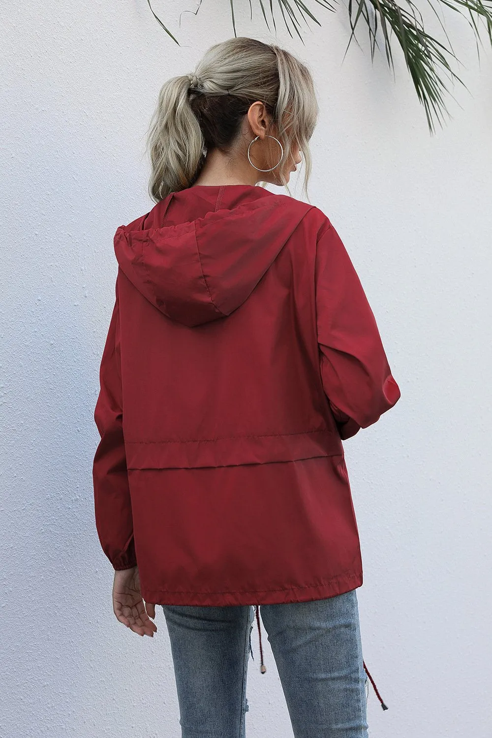 Women  Zipper Lightweight Outdoor Hiking Waterproof Raincoat Jacket