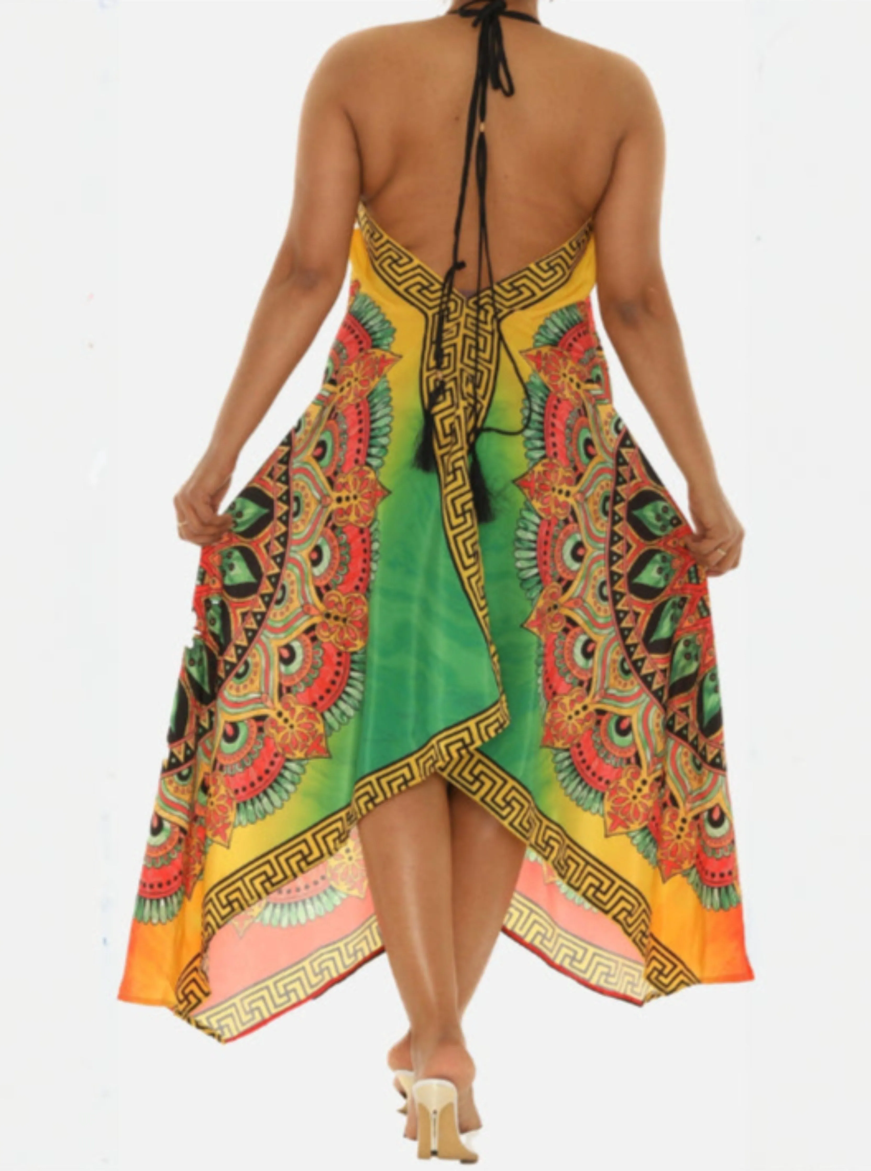 Women's Long Digital Printed Dress in Stunning Orange