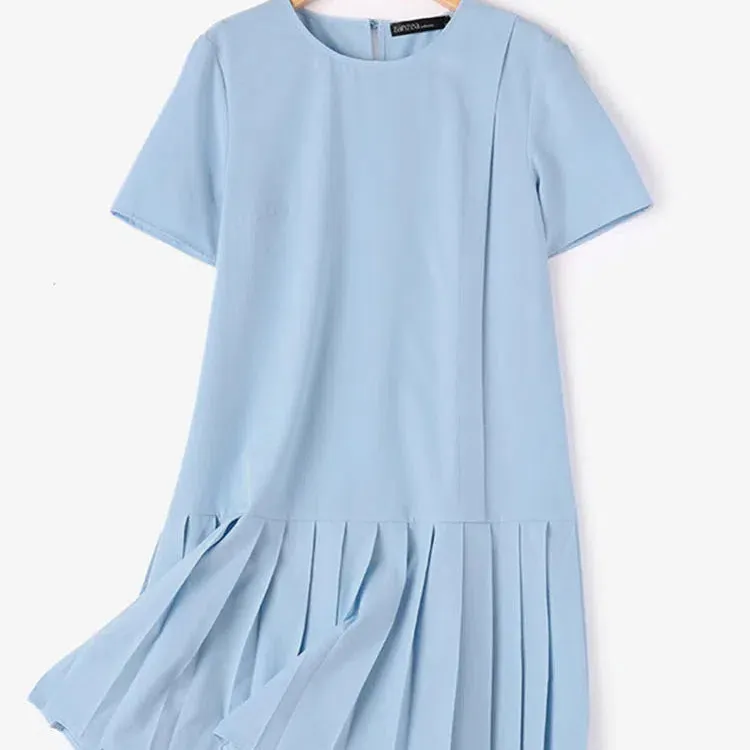ZANZEA Korean Fashion Ruffles Hem Dress Casual Sundress Elegant O-Neck Short Sleeve
