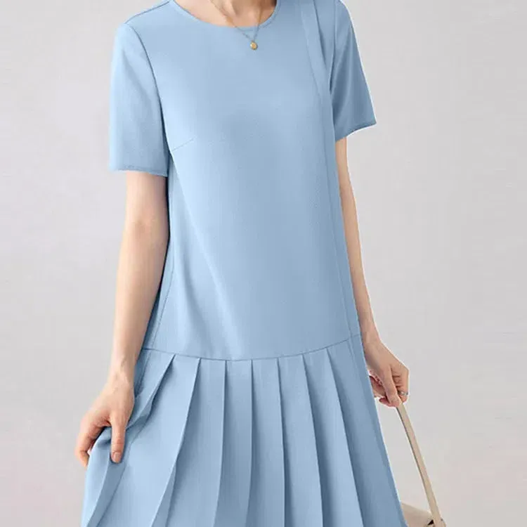 ZANZEA Korean Fashion Ruffles Hem Dress Casual Sundress Elegant O-Neck Short Sleeve