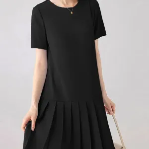 ZANZEA Korean Fashion Ruffles Hem Dress Casual Sundress Elegant O-Neck Short Sleeve