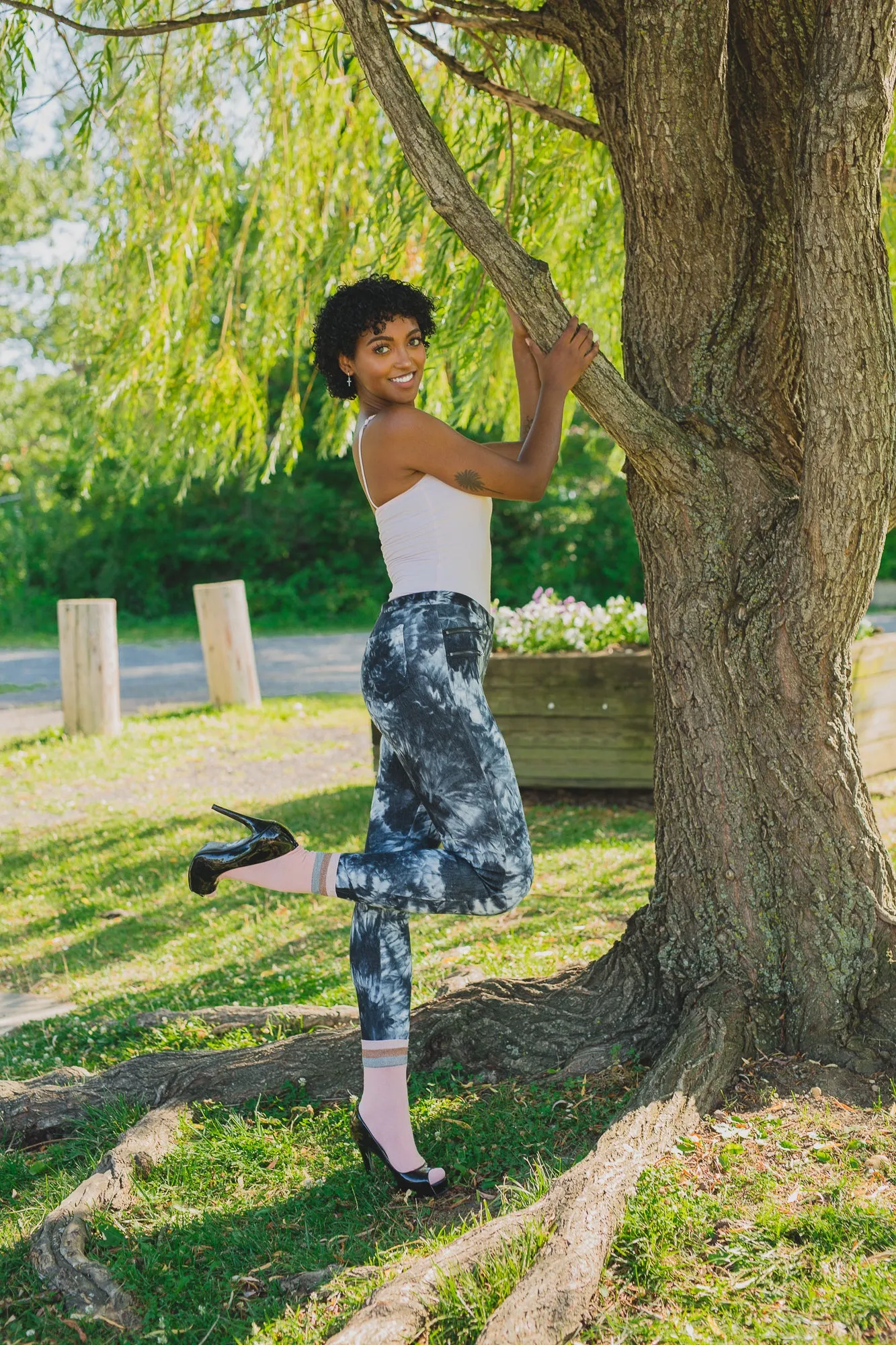 Zip Tie Dye Soft Cotton Blend Leggings