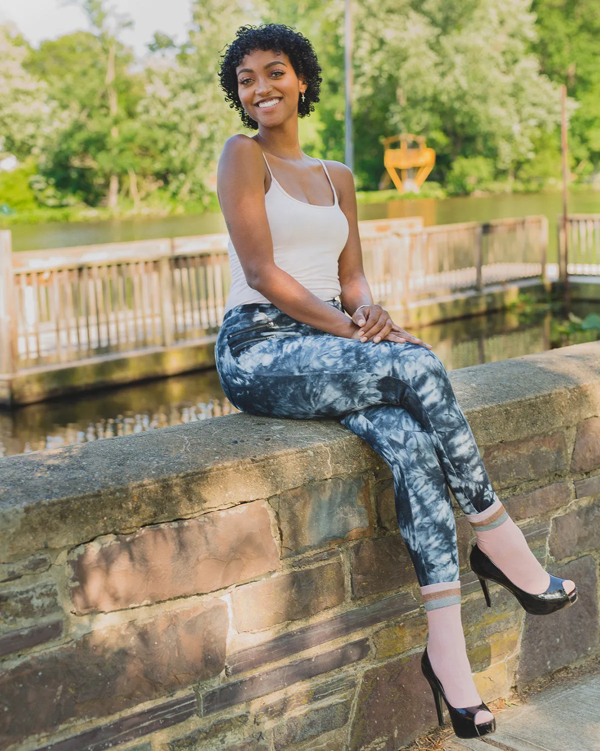 Zip Tie Dye Soft Cotton Blend Leggings
